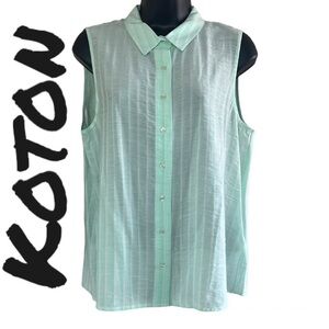 Koton Striped Sleeveless Button-Up Shirt Size EU 42